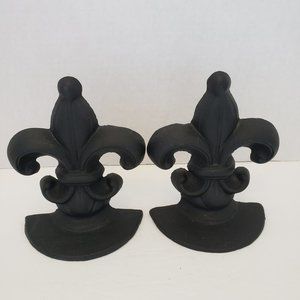 Vintage Cast Iron Fleur De Lis Bookends